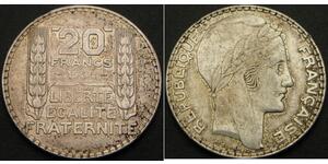 20 Franc Terza Repubblica francese (1870-1940)  Argento 