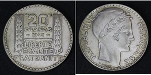 20 Franc Terza Repubblica francese (1870-1940)  Argento 