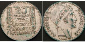 20 Franc Terza Repubblica francese (1870-1940)  Argento 