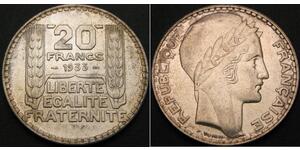 20 Franc Terza Repubblica francese (1870-1940)  Argento 