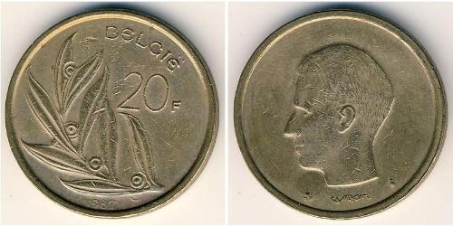 20 Franc Belgio Bronzo/Nichel 