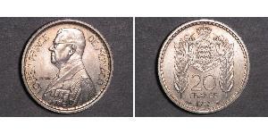 20 Franc Monaco (1297 - ) Copper/Nickel Louis II Prince of Monaco (1870-1949)