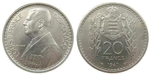 20 Franc Monaco (1297 - ) Cuivre/Nickel Louis II de Monaco (1870-1949)