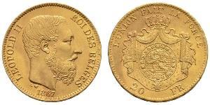 20 Franc Belgien Gold Leopold II (1835 - 1909)