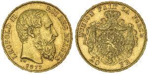 20 Franc Belgien Gold Leopold II (1835 - 1909)