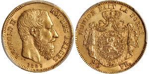 20 Franc Belgien Gold Leopold II (1835 - 1909)