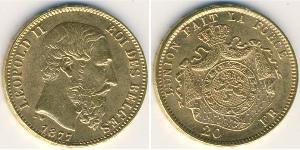 20 Franc Belgium Gold Leopold II of Belgium(1835 - 1909)