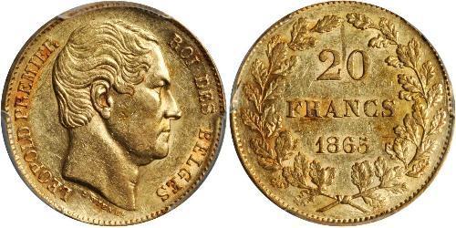 20 Franc Belgium Gold Leopold I of Belgium (1790-1865)