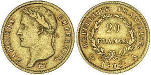 20 Franc Erstes Kaiserreich (1804-1814) Gold Napoleon Bonaparte(1769 - 1821)