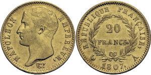 20 Franc Erstes Kaiserreich (1804-1814) Gold Napoleon Bonaparte(1769 - 1821)
