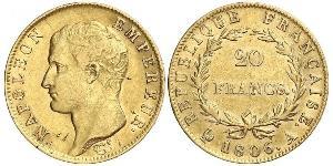 20 Franc Erstes Kaiserreich (1804-1814) Gold Napoleon Bonaparte(1769 - 1821)