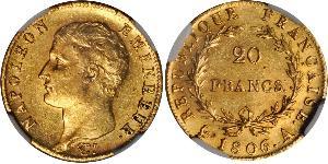 20 Franc Erstes Kaiserreich (1804-1814) Gold Napoleon Bonaparte(1769 - 1821)