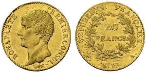 20 Franc Erstes Kaiserreich (1804-1814) Gold Napoleon Bonaparte(1769 - 1821)