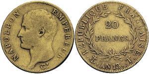 20 Franc Erstes Kaiserreich (1804-1814) Gold Napoleon Bonaparte(1769 - 1821)