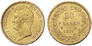 20 Franc July Monarchy (1830-1848) Gold Louis Philippe I of France (1773 -1850)