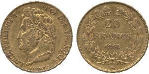 20 Franc July Monarchy (1830-1848) Gold Louis Philippe I of France (1773 -1850)