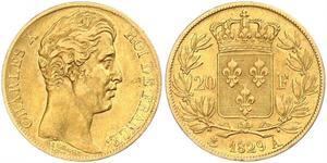 20 Franc Kingdom of France (1815-1830) Gold Karl X. von Frankreich (1757-1836)