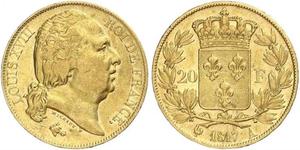 20 Franc Kingdom of France (1815-1830) Gold Ludwig XVIII (1755-1824)