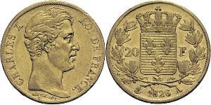 20 Franc Kingdom of France (1815-1830) Gold Charles X of France (1757-1836)