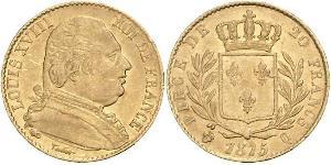 20 Franc Kingdom of France (1815-1830) Gold Louis XVIII of France (1755-1824)