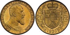 20 Franc Liechtenstein (1719 - ) Gold Franz I, Prince of Liechtenstein (1853 -1938)
