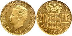 20 Franc Monaco Gold Rainier III, Prince of Monaco