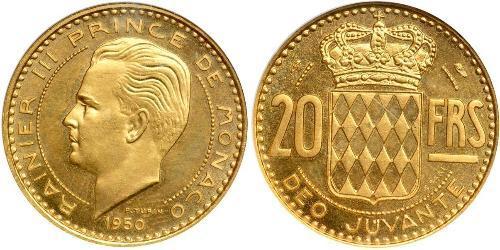 20 Franc Monaco (1297 - ) Gold Rainier III, Prince of Monaco