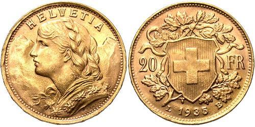 20 Franc Schweiz Gold 