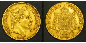 20 Franc Second French Empire (1852-1870) Gold Napoleon III (1808-1873)