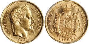 20 Franc Second French Empire (1852-1870) Gold Napoleon III (1808-1873)