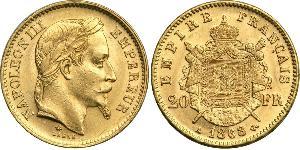 20 Franc Second French Empire (1852-1870) Gold Napoleon III (1808-1873)
