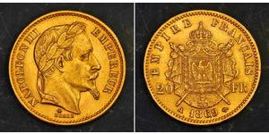 20 Franc Second French Empire (1852-1870) Gold Napoleon III (1808-1873)
