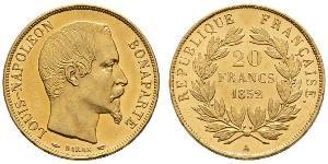 20 Franc Second French Empire (1852-1870) Gold Napoleon III (1808-1873)
