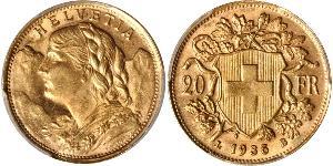 20 Franc Switzerland Gold 