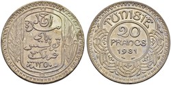 20 Franc Tunisia (1956 - ) Gold 