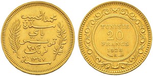 20 Franc Tunisia (1956 - ) Gold 