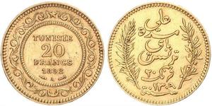 20 Franc Tunisia (1956 - ) Gold 