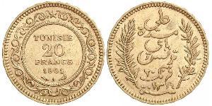 20 Franc Tunisia (1956 - ) Gold 