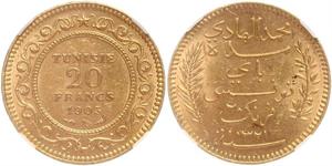 20 Franc Tunisia (1956 - ) Gold 