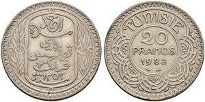 20 Franc Tunisia (1956 - ) Gold 