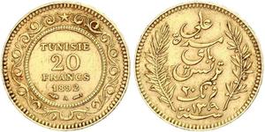 20 Franc Tunisia (1956 - ) Gold 