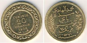 20 Franc Tunisia (1956 - ) Gold 