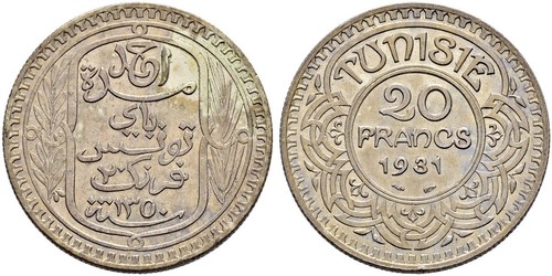 20 Franc Tunisia (1956 - ) Gold 