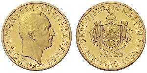 20 Franc Albanie / Albanian Kingdom (1928-1939) Or Zog I, Skanderbeg III of Albania