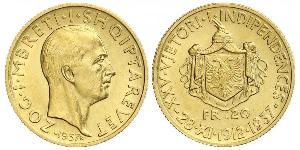 20 Franc Albanie / Albanian Kingdom (1928-1939) Or Zog I, Skanderbeg III of Albania