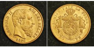 20 Franc Belgique Or Leopold II (1835 - 1909)