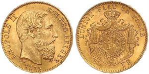 20 Franc Belgique Or Leopold II (1835 - 1909)
