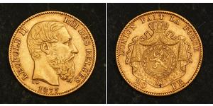 20 Franc Belgique Or Leopold II (1835 - 1909)