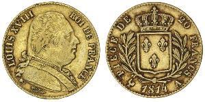 20 Franc Kingdom of France (1815-1830) Or Louis XVIII de France  (1755-1824)