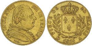 20 Franc Kingdom of France (1815-1830) Or Louis XVIII de France  (1755-1824)